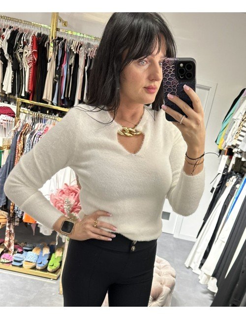 Biały sweter alpaka // 2864