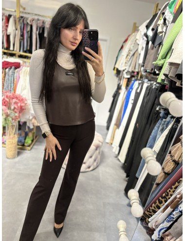 Bluzka z ekoskóry na ramiączka // 2877