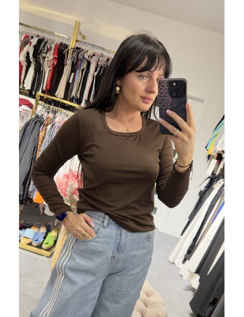 Brązowa bluzka wiskozowa // 2913