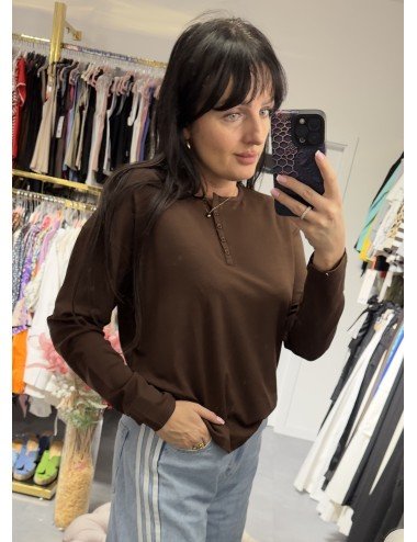 Brązowa bluzka z guzikami // 2914