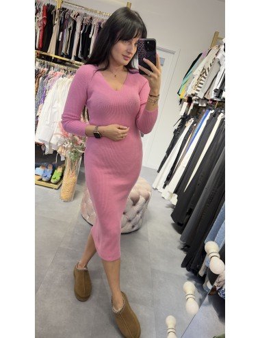 różowa dzianinowa sukienka // 2994