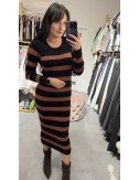 Dzianinowa sukienka w paski // 3017