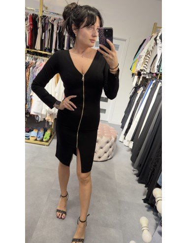 czarna sukienka ze złotym ekspresem // 3054