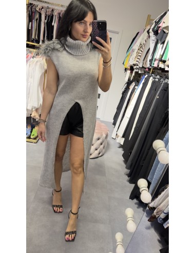 szary długi moherowy sweter // 3151