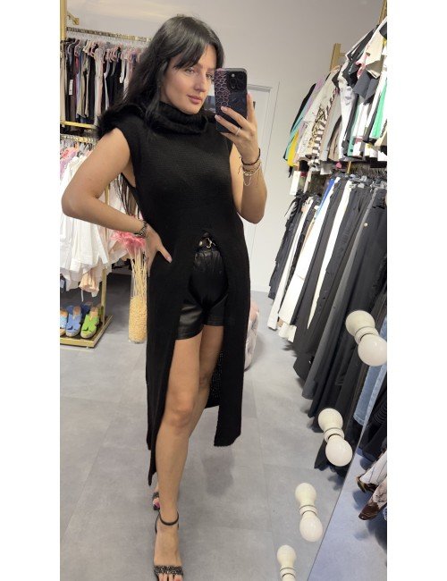 czarny długi moherowy sweter // 3152