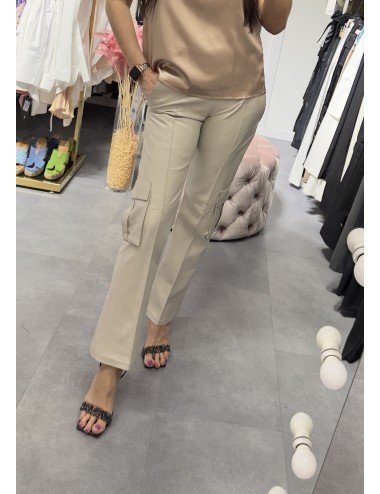 Beżowe spodnie ze skóry // 3172