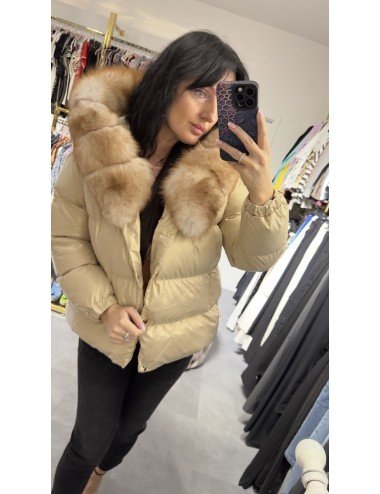 Kurta puchowa z kapturem, kołnierz z futra // 3181*