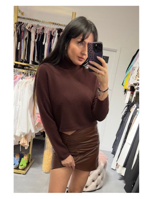 brązowy sweter z golfem Kontatto // 2664