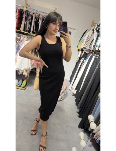 Czarna dzianinowa sukienka // 3216