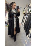 Czarny skórzany płaszcz // 3274