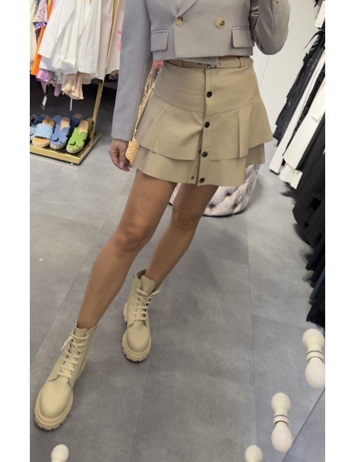 Beżowa spódnica ze skóry naturalnej // 3279