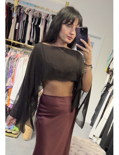 Czarne Bolerko Damskie Lumina Szerokie Rękawy Poliester Eleganckie | [Nazwa Twojego Sklepu]