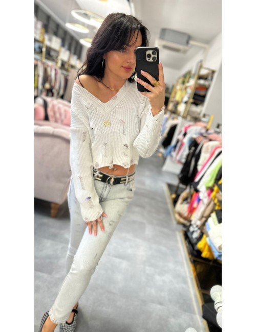 biały sweterek ażurowy // 1898*