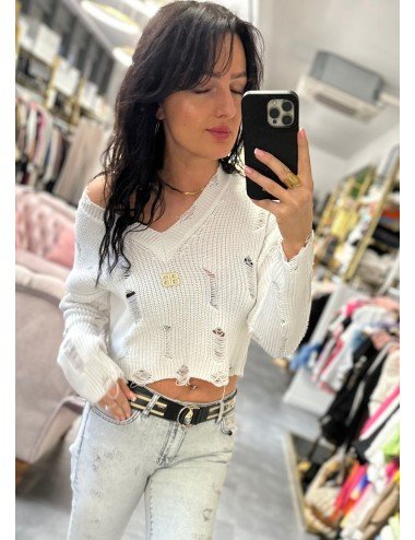 biały sweterek ażurowy // 1898*