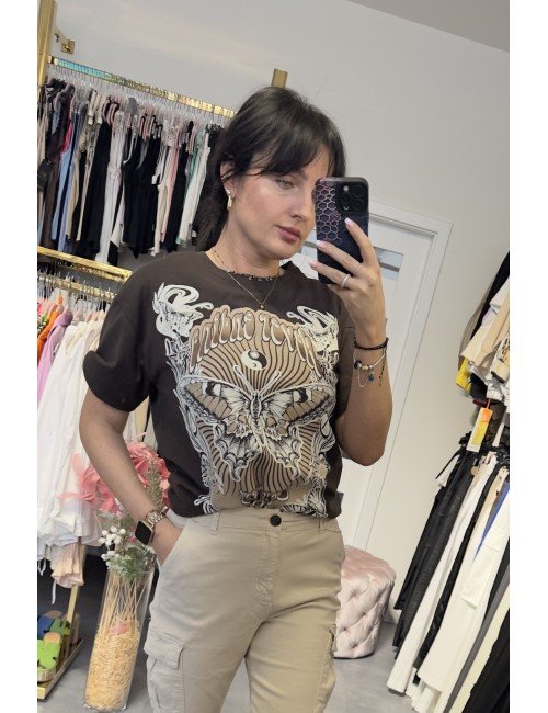 Brązowy bawełniany T-Shirt // 3389