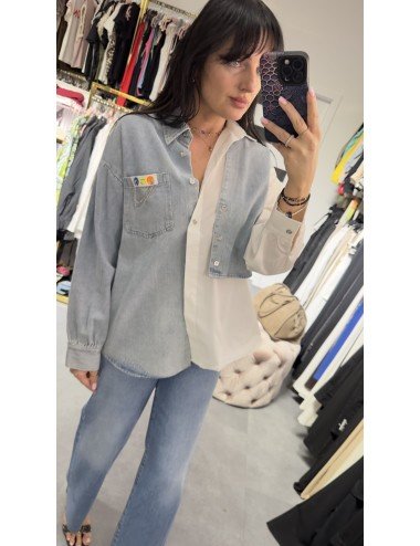 Biało-jeansowa koszula // 3408