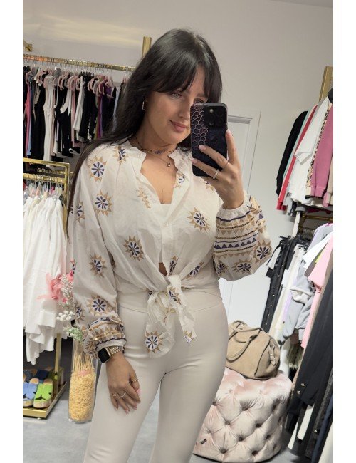 Biała koszula w kwiaty // 3446