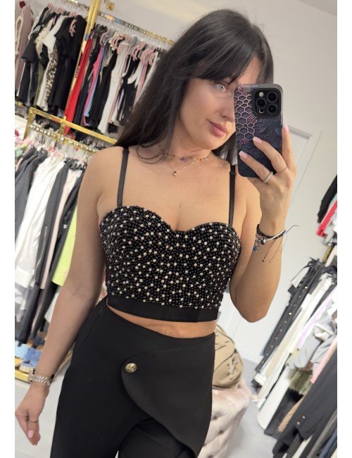 Czarny top na ramiączka // 3468