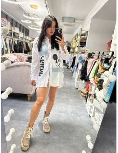 Długa koszula z jeansowymi wstawkami // 3506