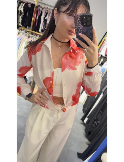 koszula w czerwone kwiaty // 3541