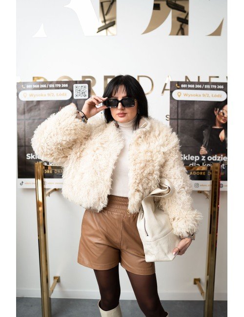 Futerko Lama AdoreDanew | Kurtka z Naturalnej Lamy | Ecru