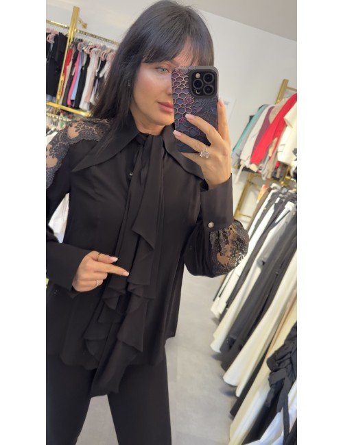 Czarna ozdobna koszula od Babylon // 3656