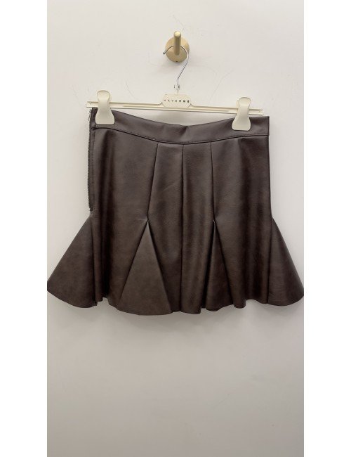 Brązowa spódnica z ekoskóry // 3673
