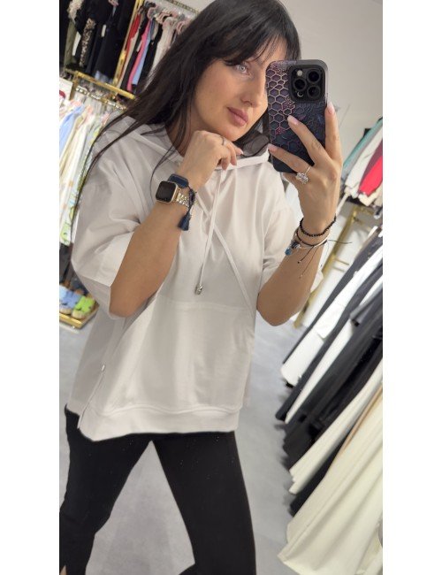 Bluza na krótki rękaw z kapturem // 3724*