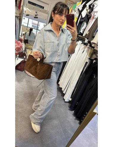 jeansowa koszula na krótki rękaw // 3964