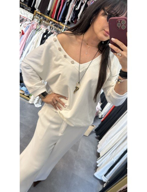 Bawełniana bluzeczka ze złotymi guziczkami // 4008