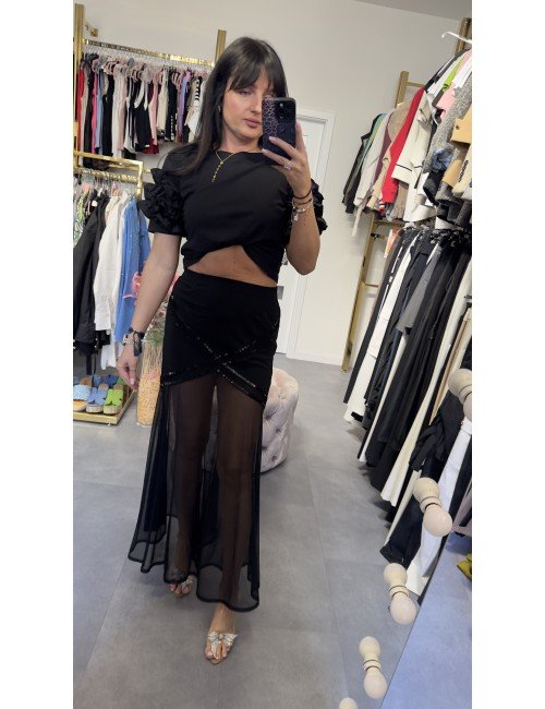 Czarna zwiewna spódnica // 4016