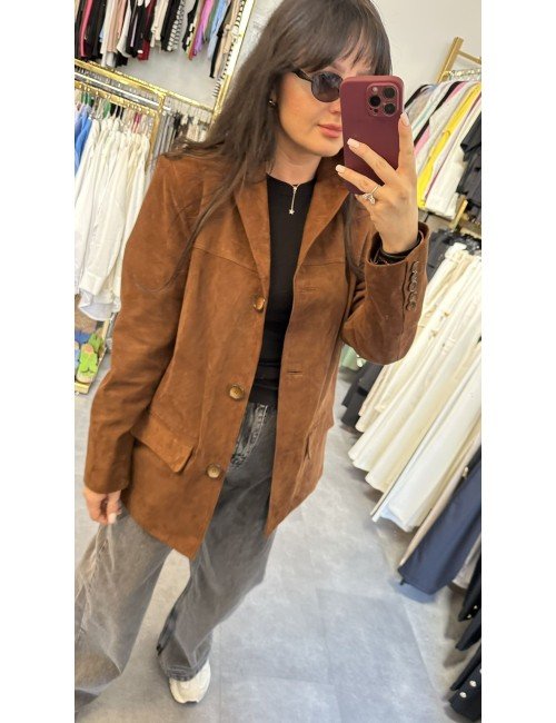 marynarka w kolorze whisky. skóra naturalna, skóra zamszowa // 4048**