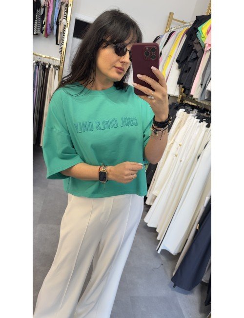 zielony T-shirt damski short - Cool Girls Only // 4060