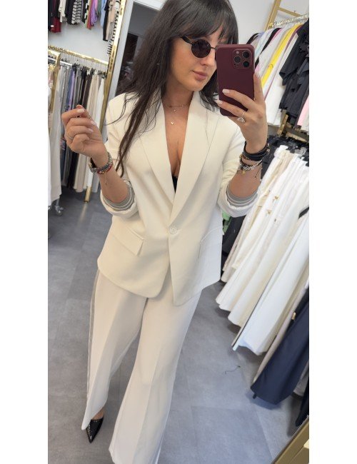 Biały żakiet z szarym lampasem // 4078