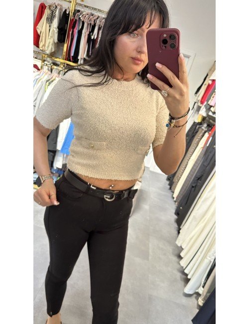 Beżowa bluzeczka na krótki rękaw // 4103