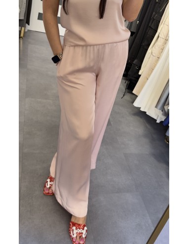 Dwuczęściowy komplet ViCOLO – satynowa bluzka oversize i spodnie z gumką