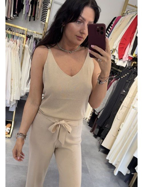 Top na ramiączkach z jedwabiu i kaszmiru