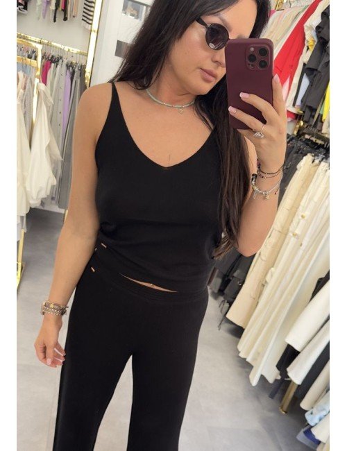 Top na ramiączkach z jedwabiu i kaszmiru