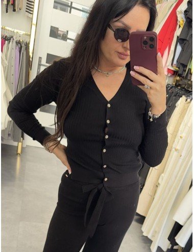 Sweterek zapinany na guziki – wiskoza z jedwabiem, długi rękaw | Premium