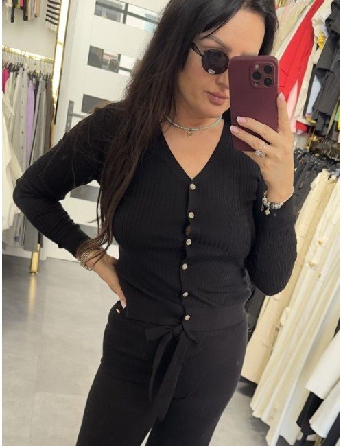 Sweterek zapinany na guziki – wiskoza z jedwabiem, długi rękaw | Premium