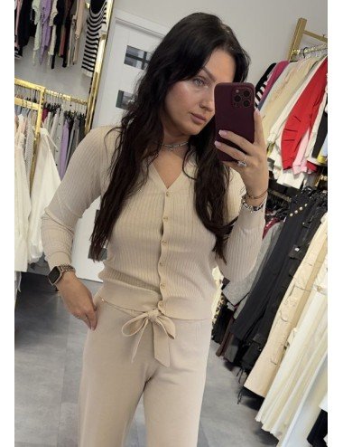 Sweterek zapinany na guziki – wiskoza z jedwabiem, długi rękaw | Premium