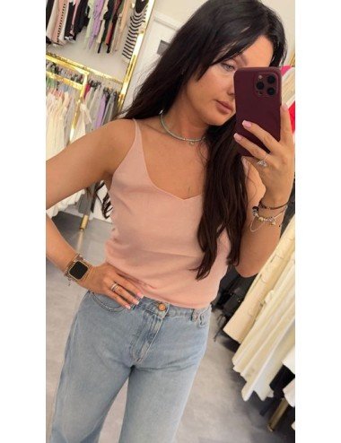 Top na ramiączkach z jedwabiu i kaszmiru