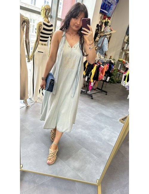 Letnia sukienka Gil Santucci boho – 100% bawełna, złote logo, włoski styl