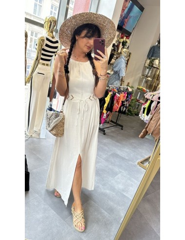 Lniana Sukienka Maxi Ana Caselli | Biała Plażowa Sukienka | Len Rayon