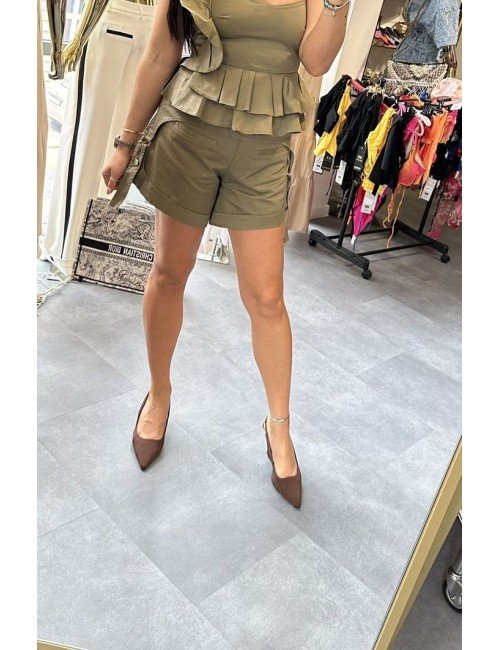 Szorty Babylon Oliwkowe | Bawełniane | Eleganckie Szorty Damskie na Lato