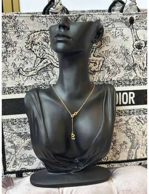 Naszyjnik z Symbolem Nieskończoności i Literką "E" – Złoty // 4506*