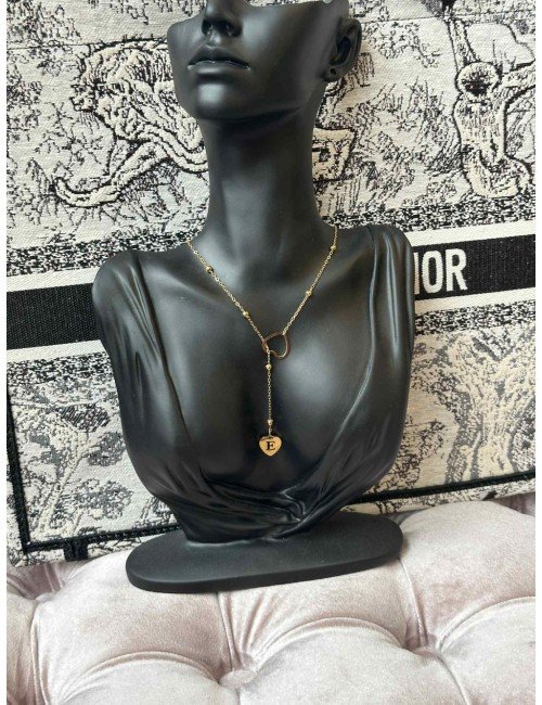 Łańcuszek Celebrytka Ze Stali – Serce i Literka "E" // 4507*