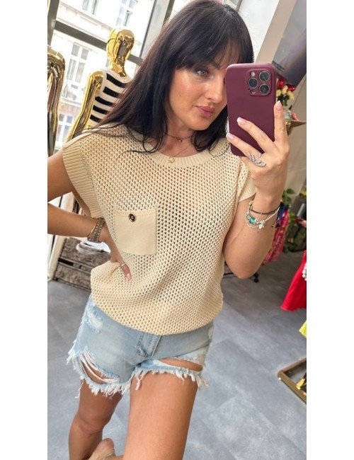 Sweterek Ażurowy Fracomina Kremowy | Wiskoza Nylon | Modny Sweter Damski