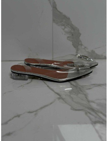 Transparentne Baleriny z Klamrą Kryształową – Płaskie Szpic // 4522*