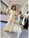 Komplet Lumina Len Wiskoza | Top Halter Spodnie Palazzo | Letni Zestaw | Elegancki